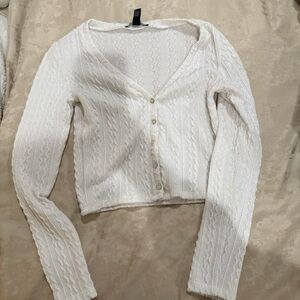 Forever 21 Cream Cable Knit Cardigan